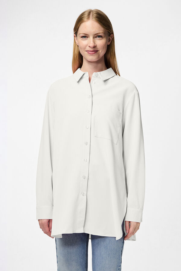 Pieces Camisa longa oversized branco