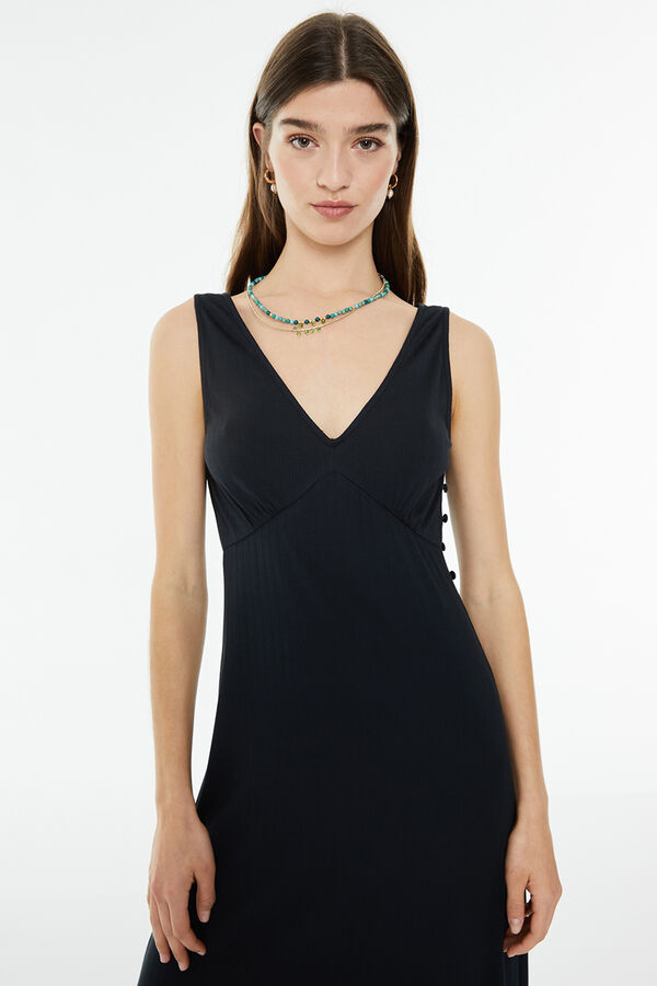 System Action Vestido longo mangas sem mangas preto