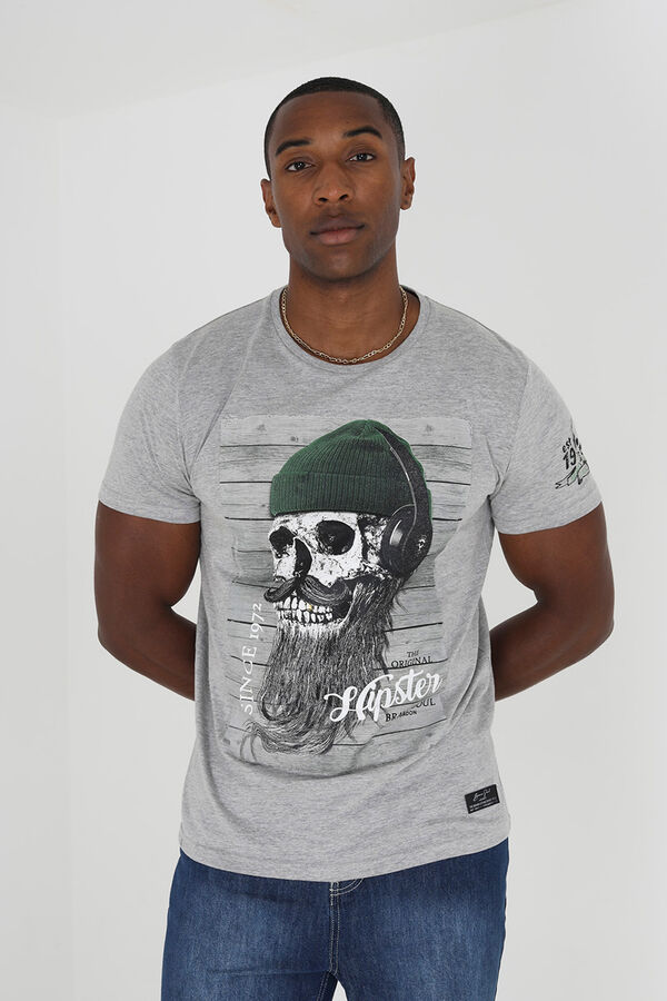 Springfield Camiseta calavera manga corta gris claro