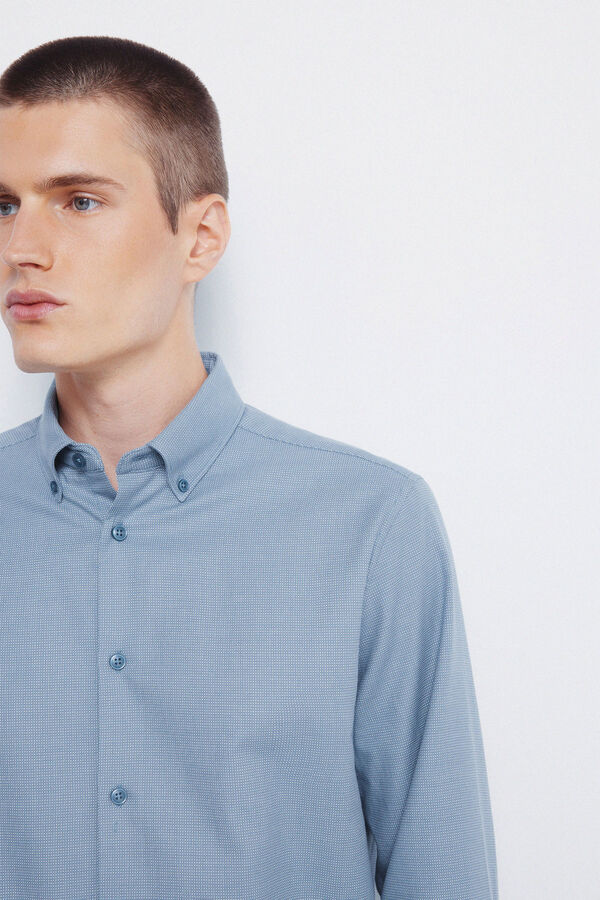 Springfield Camisa vestir estructura bicolor azul