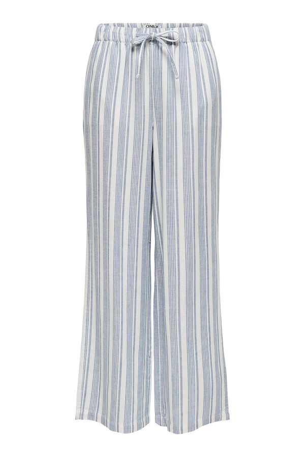 Only Pantalón wideleg de lino azul