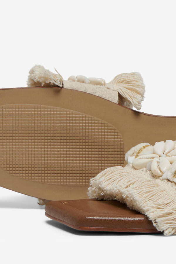 Only Sandalia plana flecos amarillo