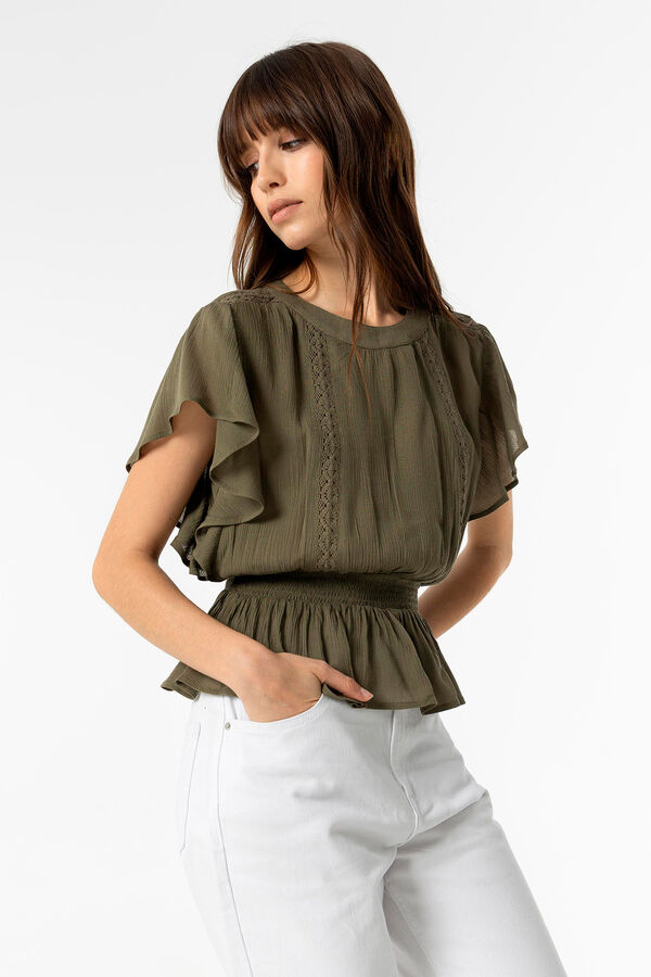 Tiffosi Blusa con Encaje verde