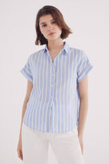 Springfield Camisa oxford leve de manga curta azul