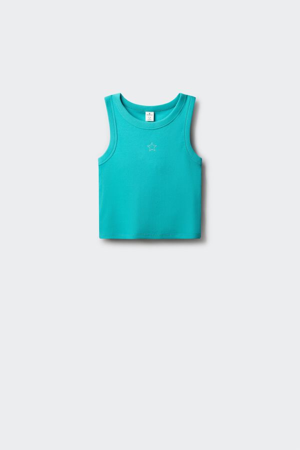Springfield Kids Top rib bordado estrella ni&ntilde;a verde