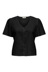 JDY Blusa manga curta bordada preto