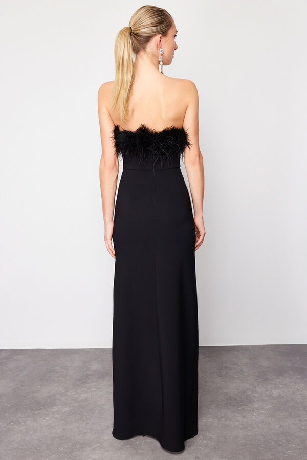 Trendyol Vestido longo de honra at&eacute; o ch&atilde;o preto