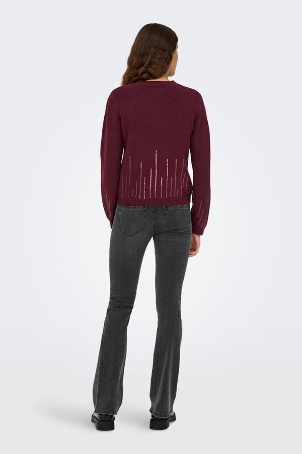 JDY Camisola de gola redonda vermelho