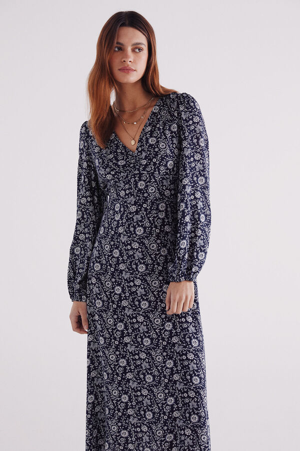 Springfield Vestido midi com decote decote  azul