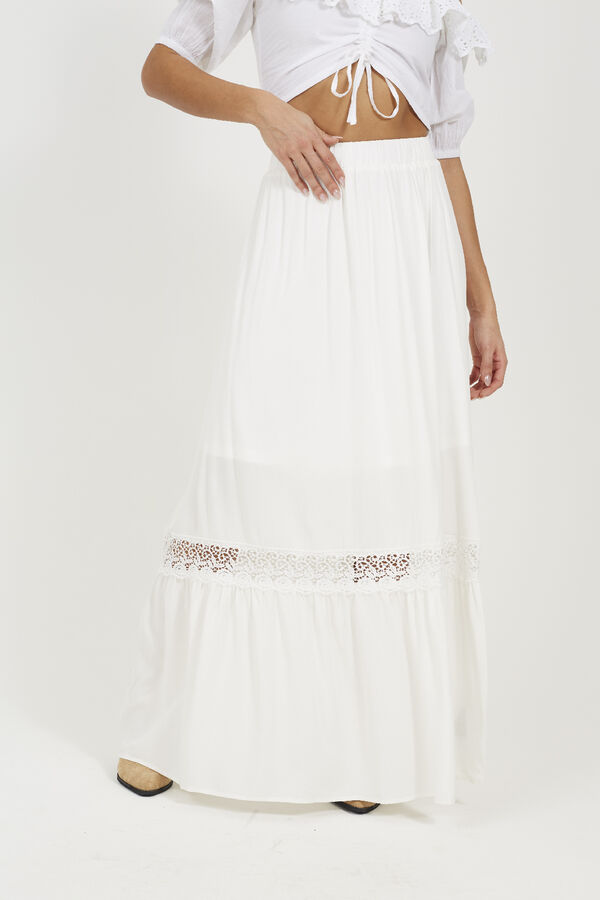 Brave Soul Falda larga con encaje blanco