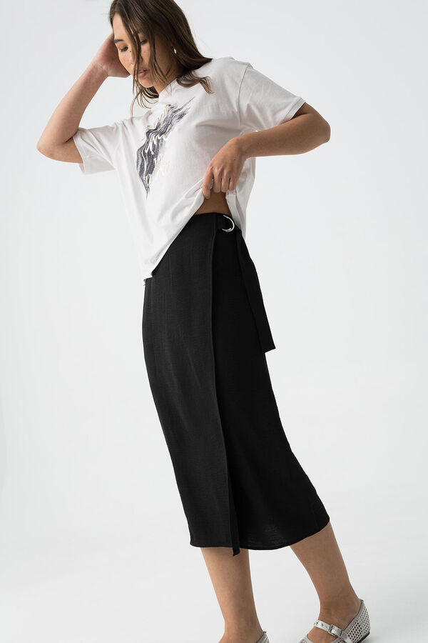 Tiffosi Falda midi de talle alto negro