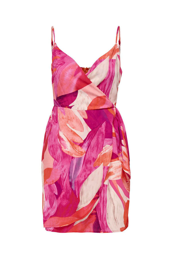 Only Vestido detalle lazo con lino rosa