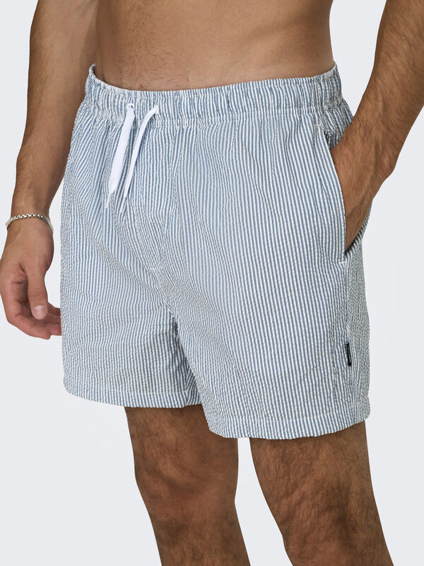 Only & Sons Mai&ocirc; curto texturizado azul