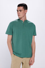 Springfield Camisa p&oacute;lo em piqu&eacute; com gola Mao verde