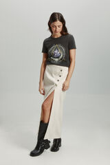 Only Saia longa justa com botões rosa