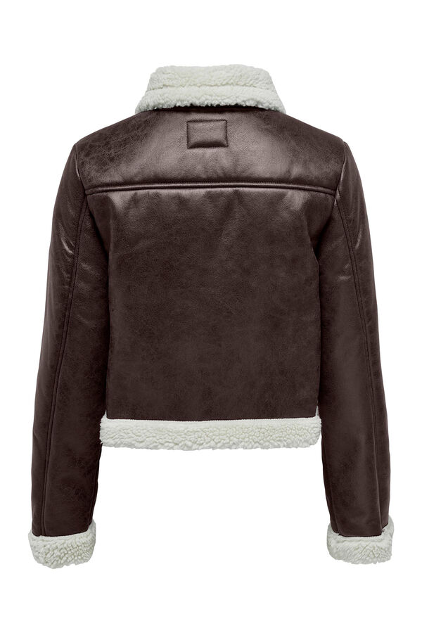 Only Chaqueta de polipiel con borrego beige