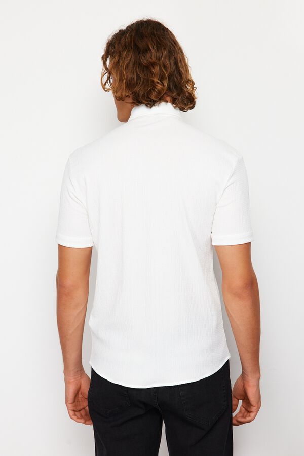 Trendyol Camisa de manga curta com textura branco