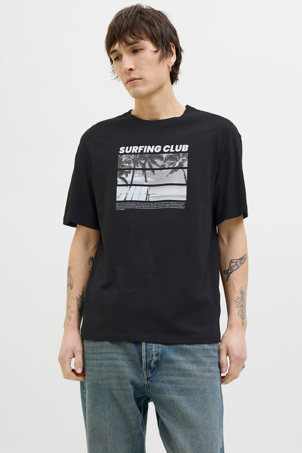 Jack & Jones Camiseta estampada com caimento relaxado preto