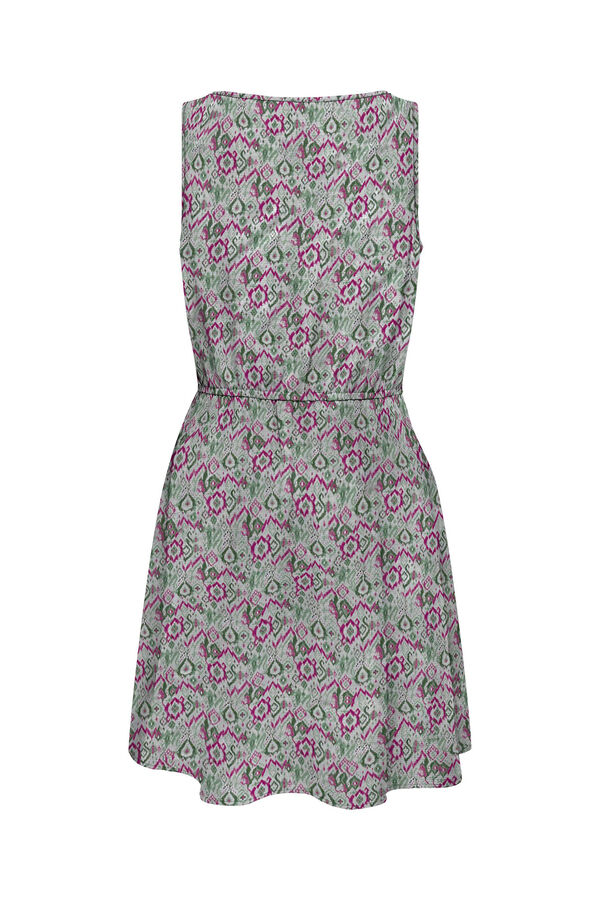 Only Kurzes &auml;rmelloses Kleid Print rosa