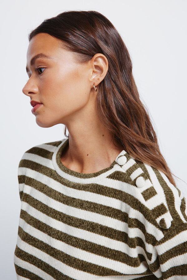 Springfield Jersey chenilla rayas botones hombro kaki