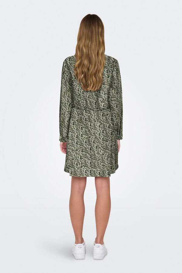 Only Vestido camisa curto estampado verde