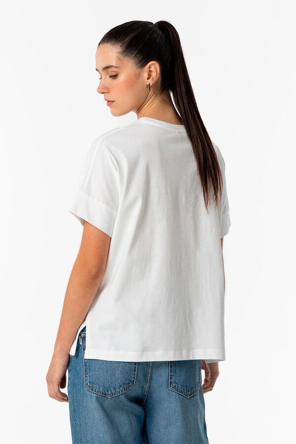 Tiffosi Camiseta Estampado con Apliques blanco