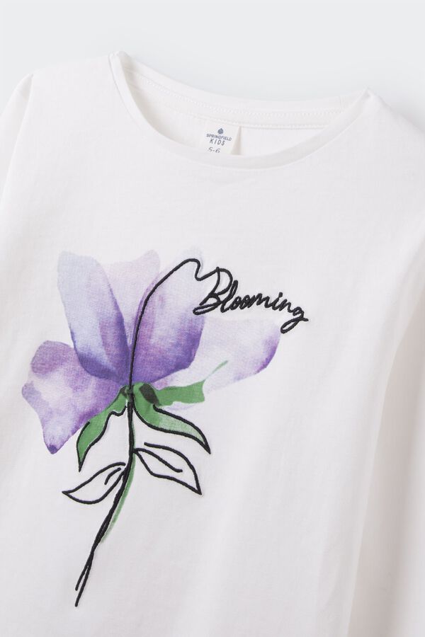 Springfield Kids Camiseta flor acuarela niña beige