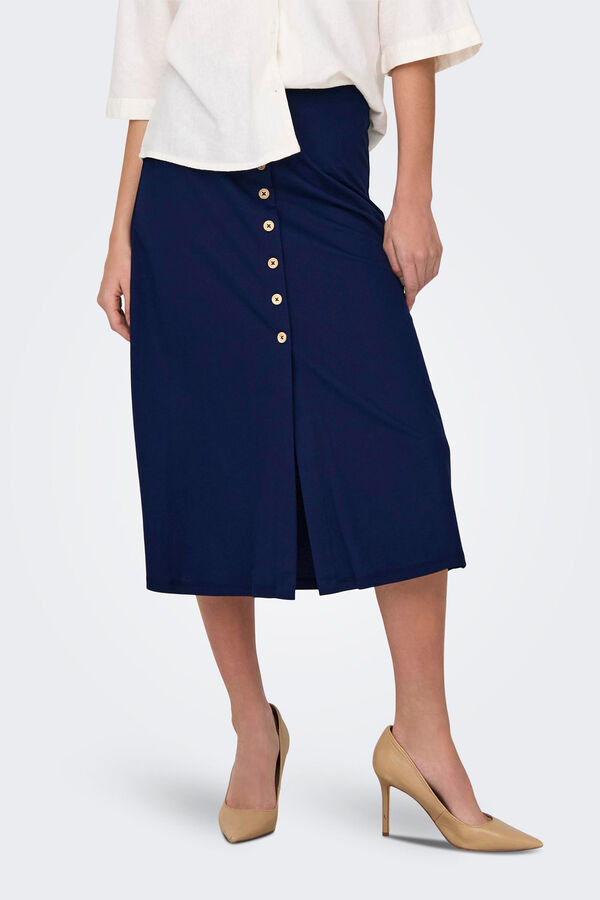 Only Falda midi botones azul