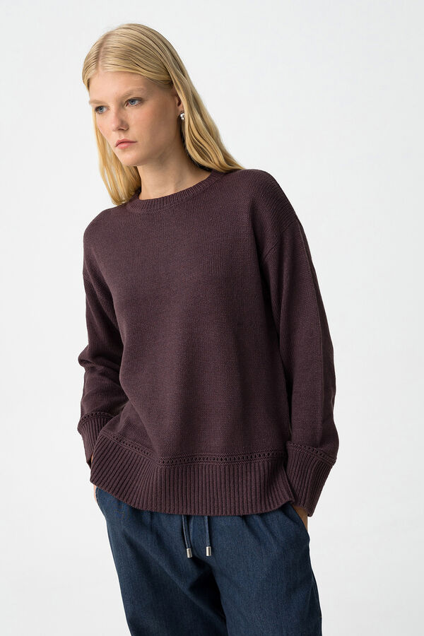 Tiffosi Jersey cuello redondo burdeos