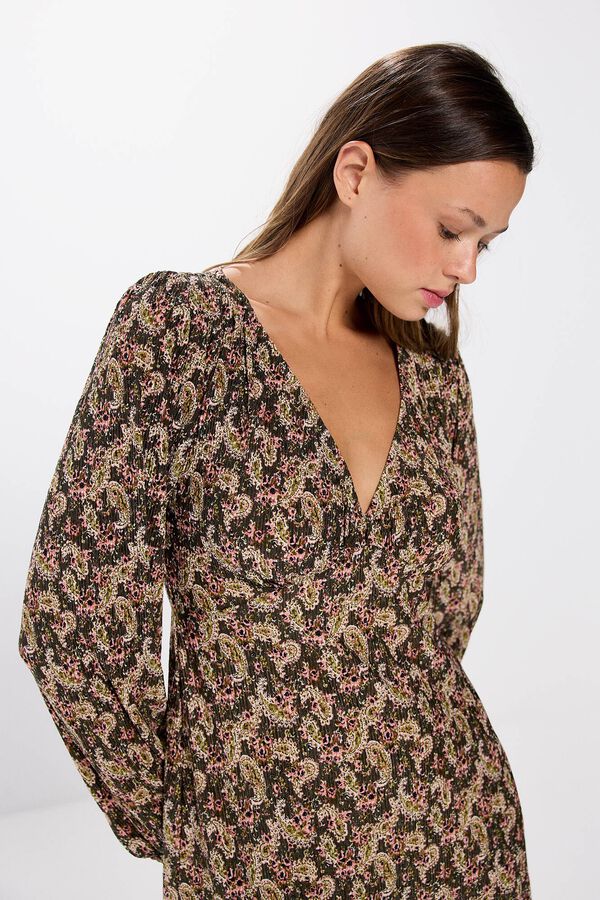 Springfield Vestido midi flores difuminadas marfil