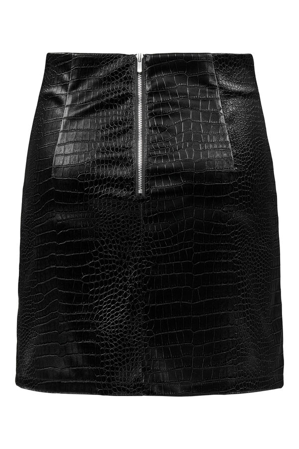 JDY Saia curta de pele sintético preto