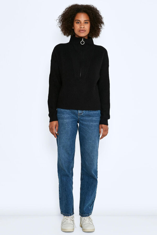 Noisy May Camisola de malha oversize de gola alta preto