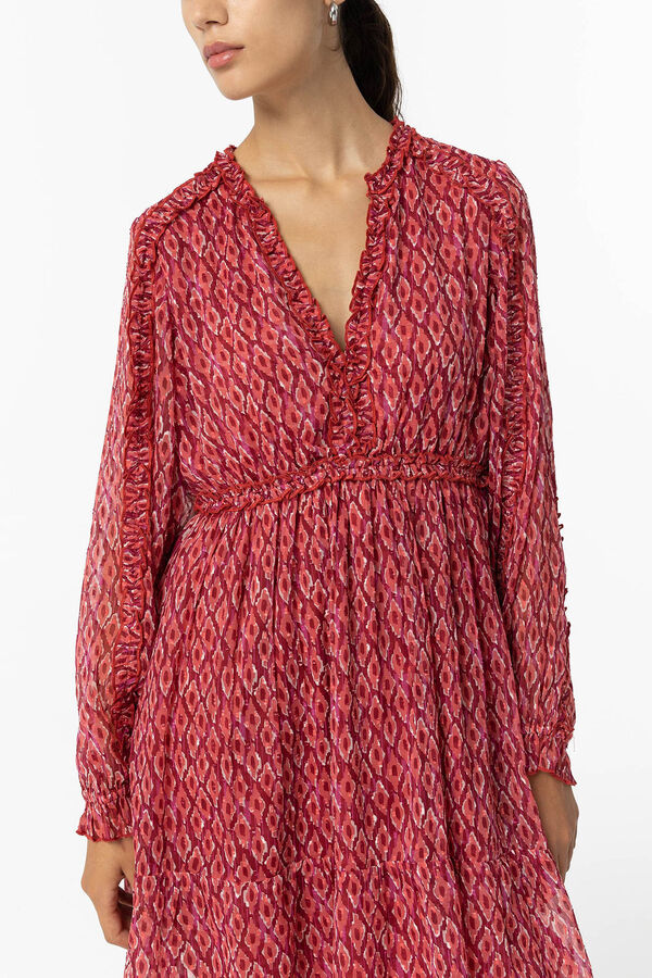 Tiffosi Vestido Estampado Plumeti rojo