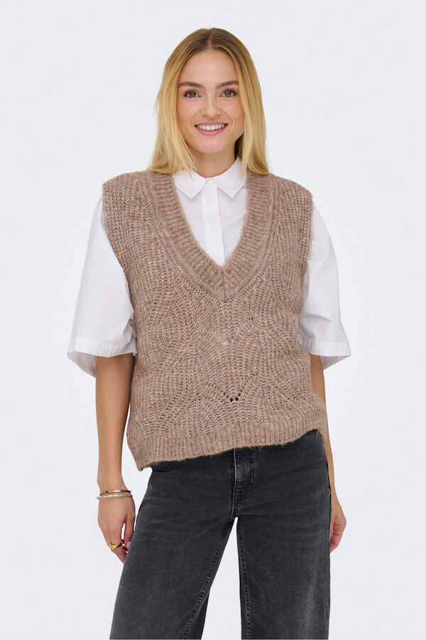 Only Chaleco estructura cuello pico nude