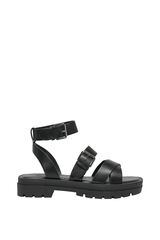 Only Shoes Sandalia plana hebillas negro