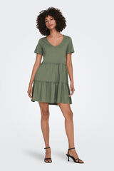JDY Vestido corto a capas manga corta verde