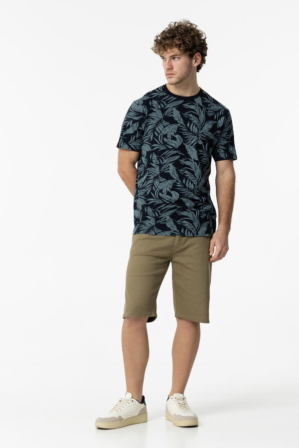 Tiffosi Camiseta Estampada Lino azul