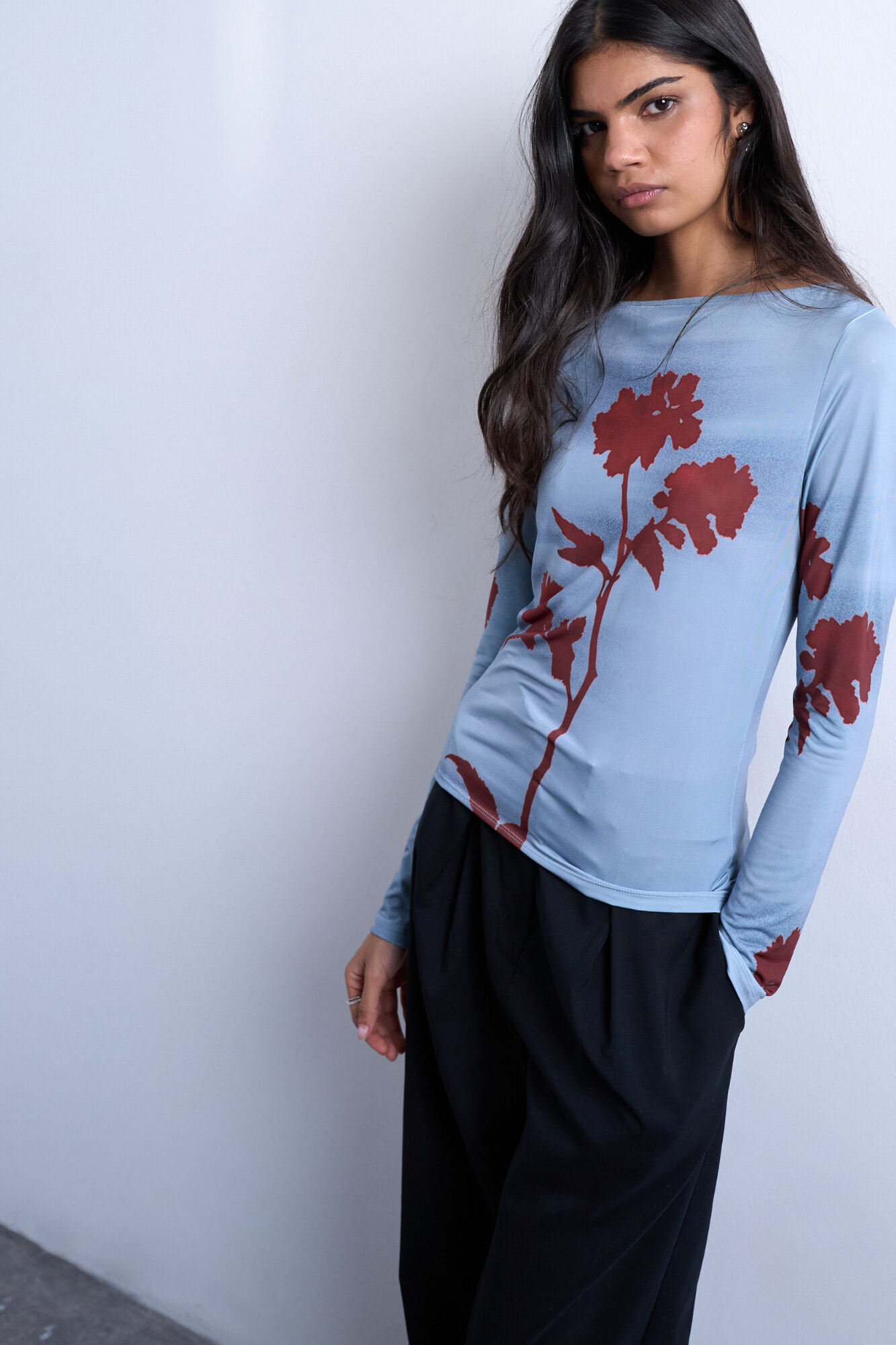 Topshop Top estampado manga larga