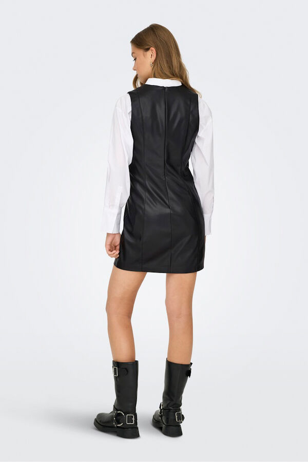 Only Vestido curto de couro vegano preto