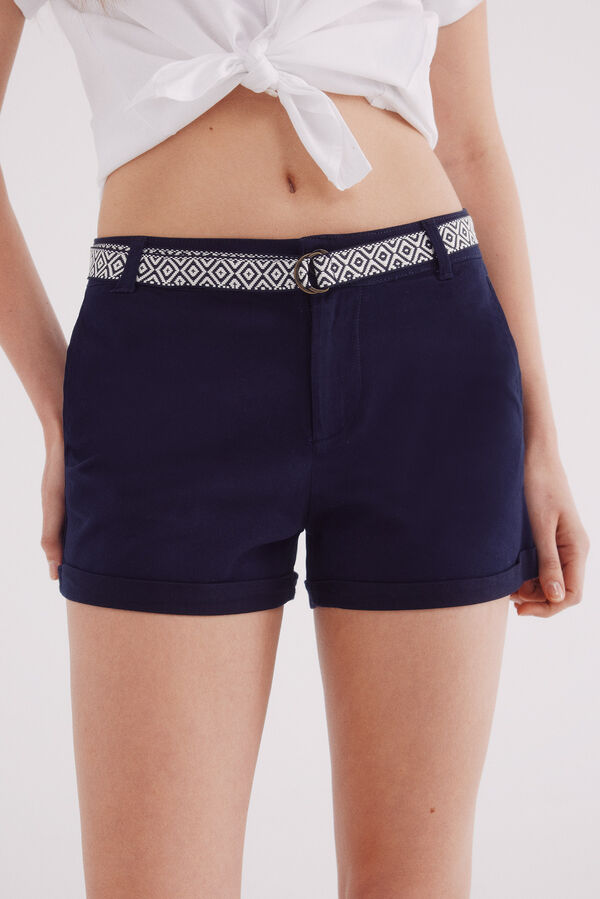 Springfield Shorts cal&ccedil;as chino com cinto  azul