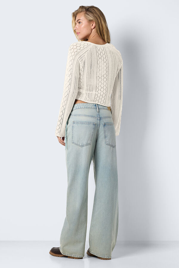 Noisy May Jersey de verano calado con cuello pico y detalle de lazo en los laterales. gris