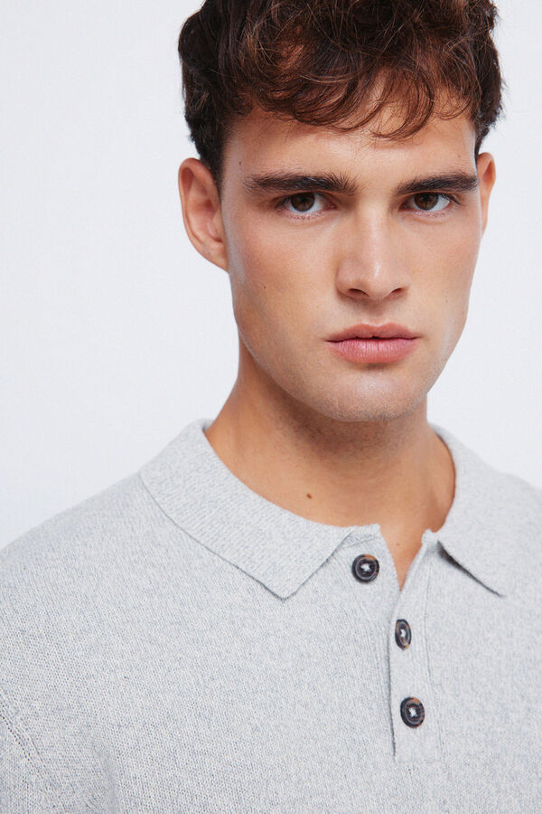 Springfield Jersey cuello polo botones gris