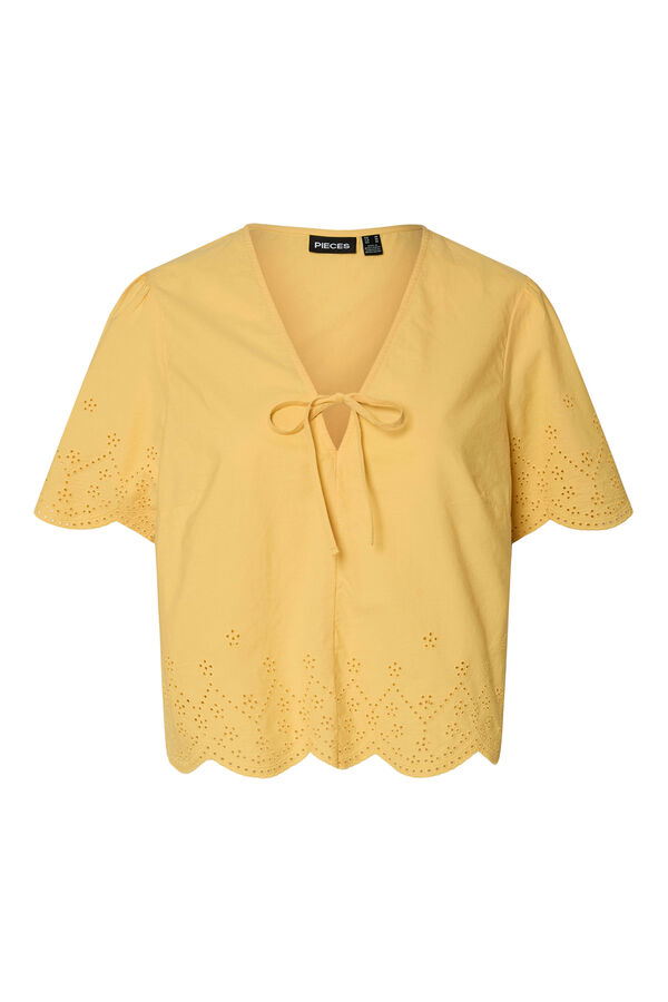 Pieces Blusa de manga curta amarelo