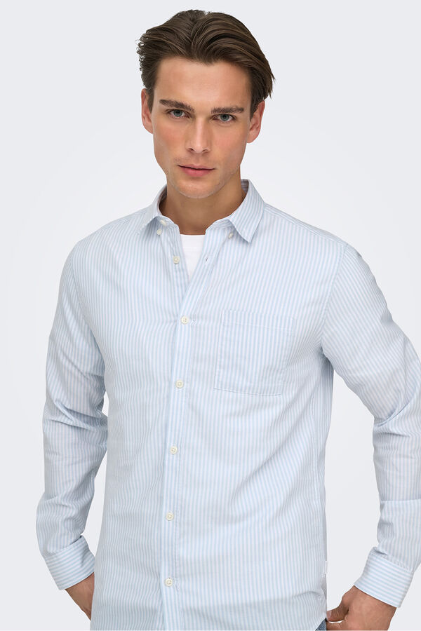 Only & Sons Camisa oxford slim fit azul