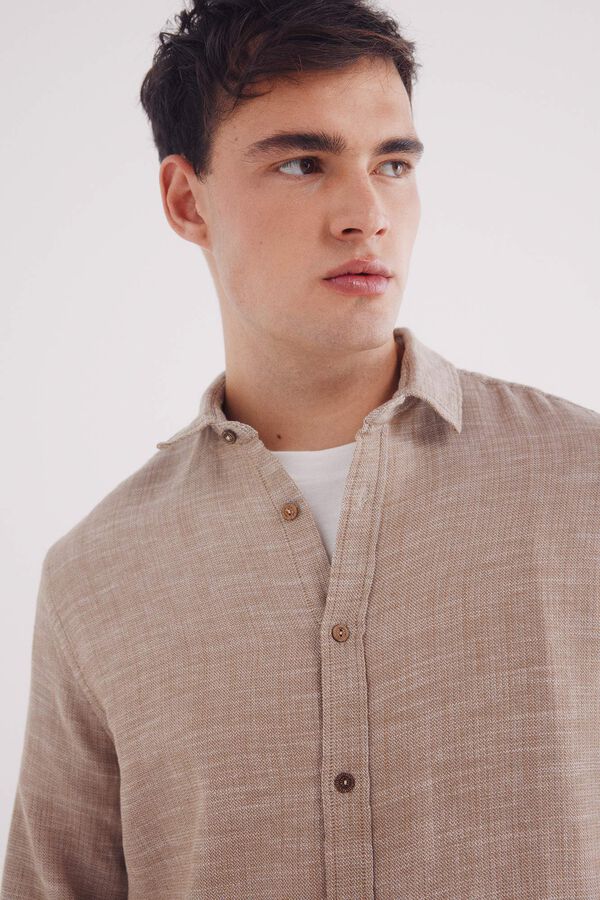 Springfield Camisa r&uacute;stica beige