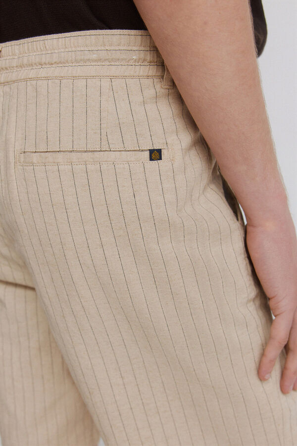 Springfield Bermuda lino rayas comfort slim fit beige