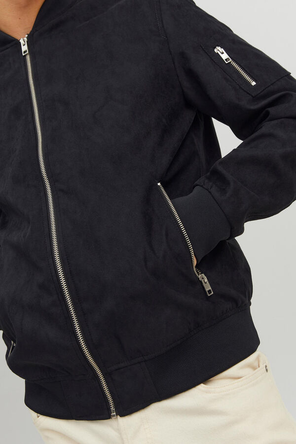 Jack & Jones Chaqueta bomber efecto piel negro