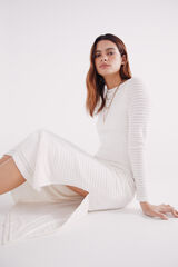 Springfield Vestido midi estructura beige