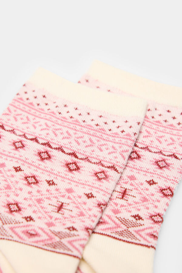 Springfield Meia comprida jacquard rosa