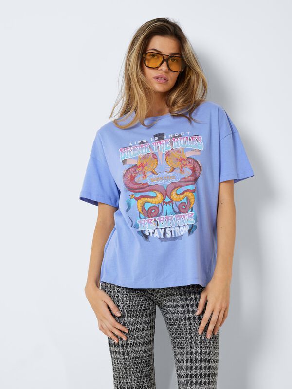 Springfield T-shirt de manga curta estampada azulado